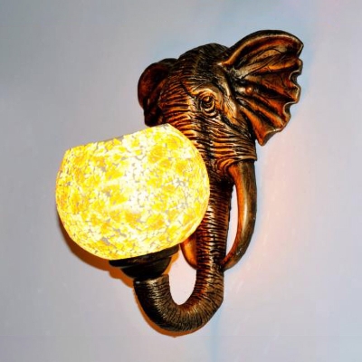 1 Light Outdoor Sconce Light Tiffany Silver/Yellow Wall Lighting with Bubble Stained Glass Shade