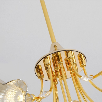 16 Heads Starburst Cluster Pendant Light Modernism Crystal Hanging Ceiling Light in Gold