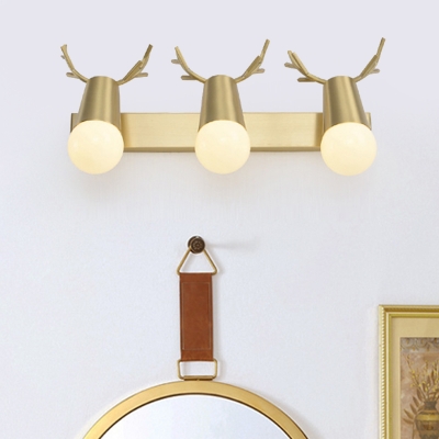 2/3-Head Orb Vanity Wall Light Traditionalism Brass Metal Wall Mounted Lamp for Bathroom