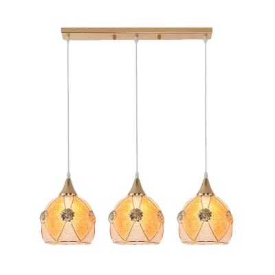 3 Bulbs Dome Cluster Pendant Light Traditional Yellow Plastic Hanging Lamp with Linear/Round Canopy for Restaurant