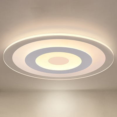 Circle Flush Mount Lamp Minimalist Acrylic White LED Ceiling Light Fixture in Outer White