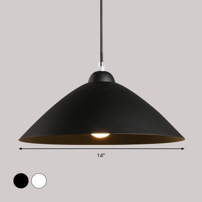 Contemporary Conical Metal Pendant Lighting Fixture 1 Light Suspension Lamp in White/Black for Dining Room