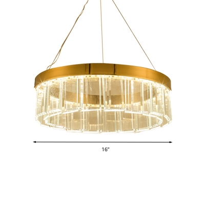 Contemporary Round Crystal Chandelier Lighting LED Hanging Ceiling Light in Brass for Living Room