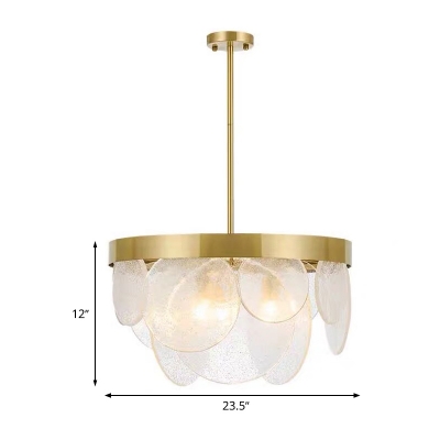 Crystal Round Chandelier Lighting Minimalist 6 Lights Dining Room Ceiling Hang Fixture in Brass