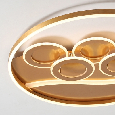 Gold Ring Ceiling Light Modernism Acrylic LED Flush Mount Lighting in Remote Control Stepless Dimming/Warm/White Light