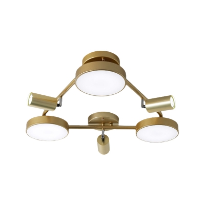 Gold Triangle Ceiling Lamp Postmodern Metal 6 Lights Flush Mount Lighting for Bedroom