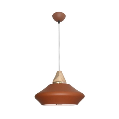 Jar Metal Pendant Lamp Macaron 1 Bulb Pink/Coffee Hanging Light Fixture with Wood Cap