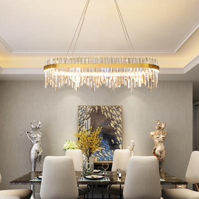 LED Waterfall Ceiling Chandelier Modernist Crystal Pendant Fixture Light in Gold