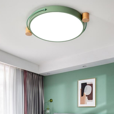 Macaron LED Flush Mount Light Fixture White/Green/Gray Disk LED Ceiling Lighting with Acrylic Diffuser in Warm/White Light, 16