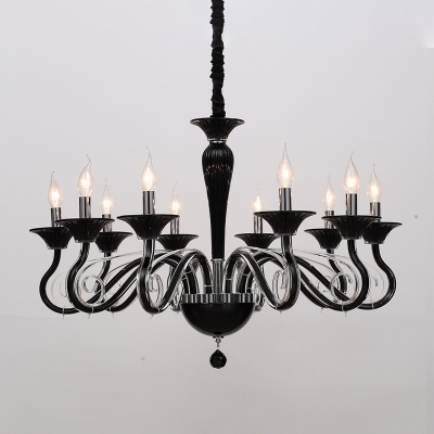 Metal Candle Pendant Chandelier Traditionary 6/8/10 Heads Ceiling Hanging Light in White/Black