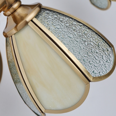 Metal Flower Vanity Mirror Light Traditional 2/3 Bulbs Bathroom Wall Lighting Fixture in Brass