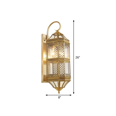Metal Gold Wall Sconce Lighting Lantern 3-Light Traditional Wall Light Fixture for Foyer