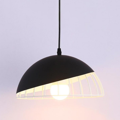 Metal Hemisphere Pendant Light Modernist 1 Head Black/Blue/Green Ceiling Suspension Lamp