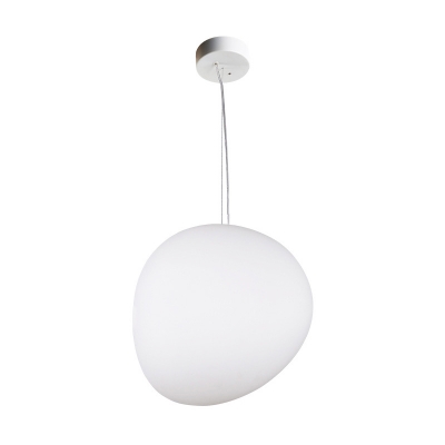 Oval Pendant Lighting Fixture Modern White Glass 1 Light Dining Room Hanging Light, 6