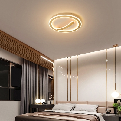 Round Acrylic Flush Light Fixture Simple Style Gold/Black-White Ceiling Light in Remote Control Stepless Dimming/Warm/White Light, 18