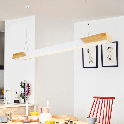 Simple Style Rectangle Chandelier Lighting Fixture Dining Room LED Pendant Light Kit in Warm/White Light