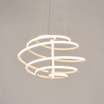 Simple Style Spiral Chandelier Light Acrylic Living Room LED Pendant Light in White