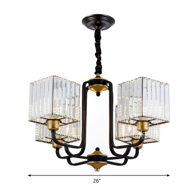 Square Ceiling Chandelier Contemporary Crystal 4/6/8 Heads 26
