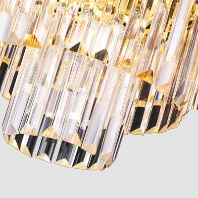 Tiers Hanging Light Kit Simple Style Clear Rectangular-Cut Crystal 5/10 Heads Chandelier Lamp