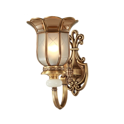 Traditional Bell Sconce Light 1/2-Bulb Brass Metal Wall Lighting Fixture for Bedroom