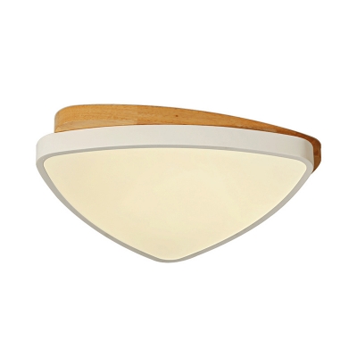Triangle Bedroom Ceiling Mounted Light Wood Minimalist LED Flush Mount Lamp in White