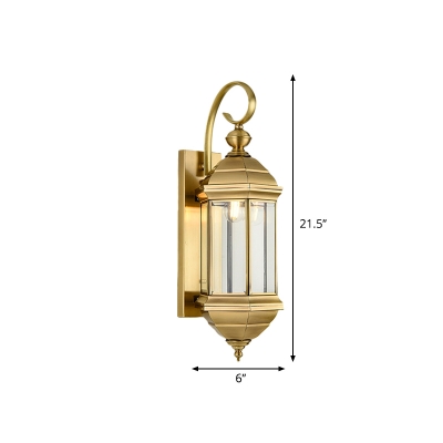 1/3-Head Lantern Sconce Light Fixture Traditional Brass Metal Wall Light Sconce for Outdoor, 6