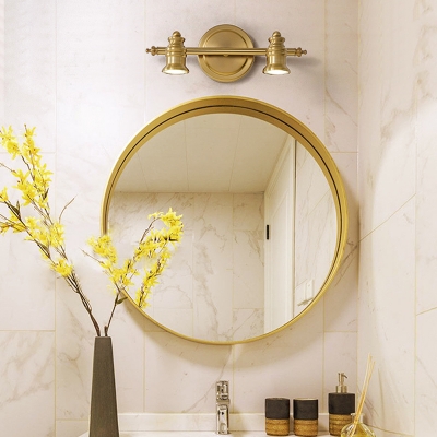 2/3/4-Bulb LED Metal Vanity Light Fixture Traditionalist Brass Linear Bathroom Wall Lamp
