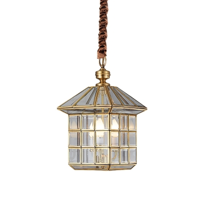 3 Heads Chandelier Lighting Colonialism Clear Glass Lantern Pendant Ceiling Light for Yard, 10