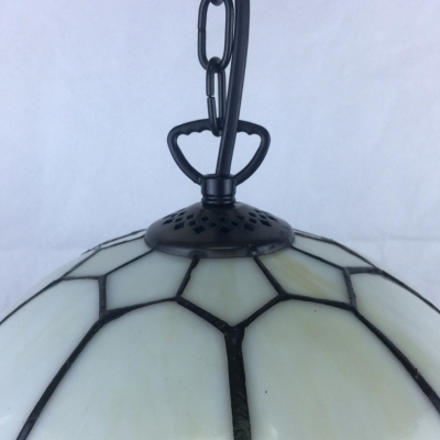 Beige Glass Flower Suspension Lamp Tiffany 1 Light Black Ceiling Pendant Light for Kitchen