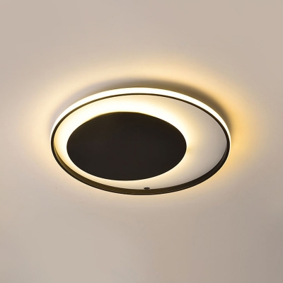 Black Loop Flush Mount Lighting Simple Style Acrylic LED Ceiling Light in Warm/White Light, 18