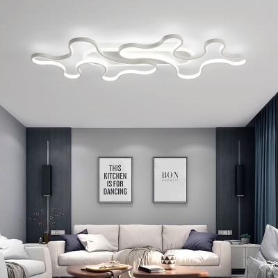 Black Twist Ceiling Lamp Modern Acrylic LED Flush Mount Light Fixture in Warm/White Light