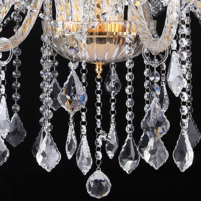 Brass Candelabra Chandelier Light Modernism 10 Heads Beveled Glass Crystal Pendant Lighting for Bedroom