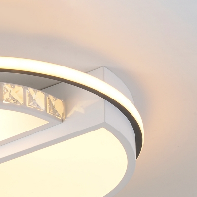 Circle Ceiling Mounted Fixture Modern Acrylic LED Living Room Flushmount Lighting in White
