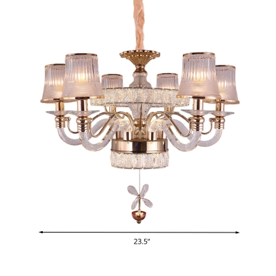 Conical Chandelier Lighting Fixture Contemporary Crystal 6 Lights Living Room Ceiling Lamp in Rose Gold