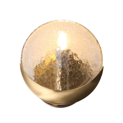 Crackle Glass Gold Wall Lighting Round 1 Bulb Traditional Wall Sconce Light for Bedroom