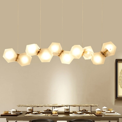 Geometric Chandelier Lamp Postmodern Frosted Glass 6/8/10 Lights Gold Hanging Ceiling Light