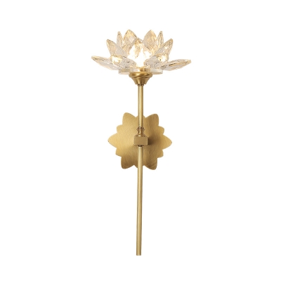Gold 1 Light Wall Sconce Lighting Traditional Clear Crystal LED Lotus Wall Mount Light, 16