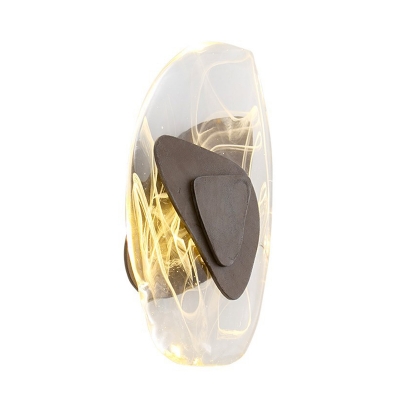LED Clear Crystal Wall Sconce Traditionalist Gold/Black/Brown Geometric Dining Room Wall Mounted Light in Warm/White Light