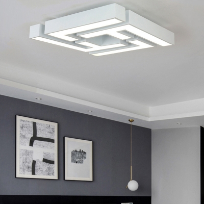 Maze Ceiling Lighting Simple Style Metal White LED Flush Mount Light Fixture, Warm/White Light