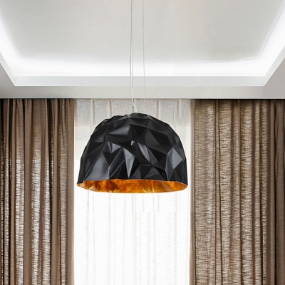 Metal Domed Hanging Light Modern 1 Light Suspension Pendant in White/Black for Dining Room