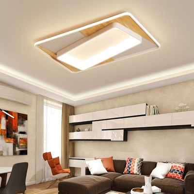 Minimalist Rectangle Acrylic Ceiling Lamp LED Flush Mount Light Fixture in White