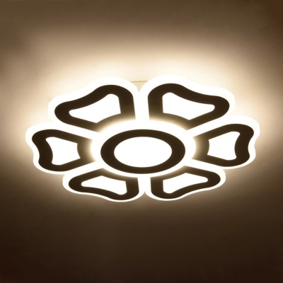 Modern Flower Acrylic Ceiling Lamp LED Flush Mount Light Fixture in White for Bedroom