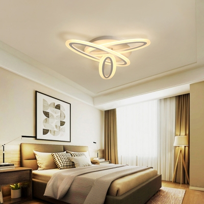 Oval Flush Mount Lighting Simple Style Acrylic White LED Ceiling Lamp in Warm/White Light, 31.5