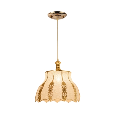 Plastic Gold Hanging Light Flared/Flower/Triangle 1 Light Vintage Down Lighting Pendant for Restaurant
