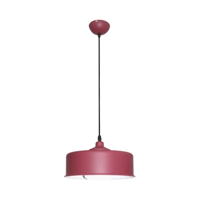 Purple Drum Down Lighting Contemporary 1 Head Metal Ceiling Hanging Light for Dining Room