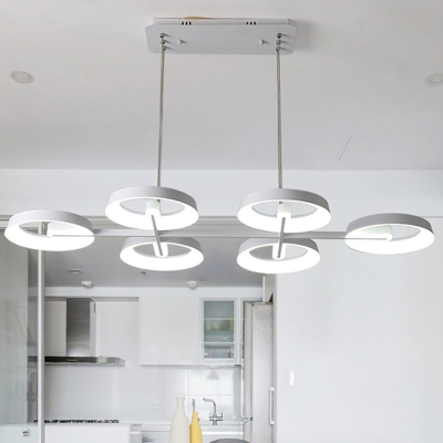 Ring Hanging Light Minimalist Metal 3/6 Heads White Pendant Chandelier in 3 Color Light