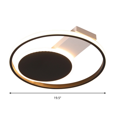 Round Acrylic Flush Mount Light Simple Style Black 16
