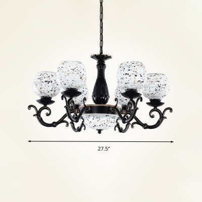 Scrolling Arm Cut Glass Chandelier Tiffany-Style 4/6/7 Lights Black Ceiling Lamp for Living Room