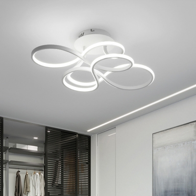 Silica Gel Twist Semi Flush Mount Contemporary Led Semi Flush Ceiling Light with White Lighting