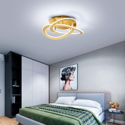 Spiral Acrylic Ceiling Lamp Modern White/Gold LED Semi Flush Mount Light Fixture in Warm/White Light, 21.5